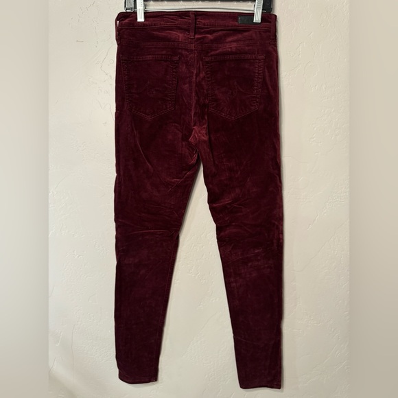 AG Velour Pants Skinny High Rise Velvet The Farrah Maroon/Merlot SZ 28 LIKE NEW! - Picture 5 of 16